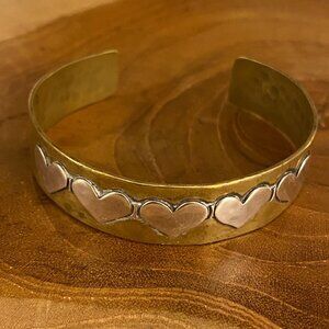 RETIRED Jeep Collins Heart Cuff Bracelet, Sterling Silver and Brass